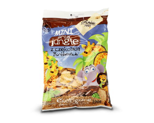 Cepumi Mini Zoo ar šokolādes gabaliņiem BIO 100g