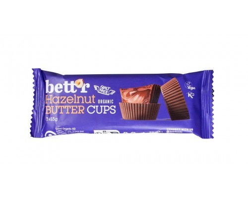 Konfektes ar lazdu riekstu sviesta pildījumu BIO 3x13g (39g)