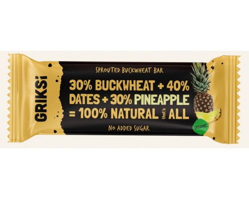 Diedzētu griķu batoniņš - ananass BIO 35g