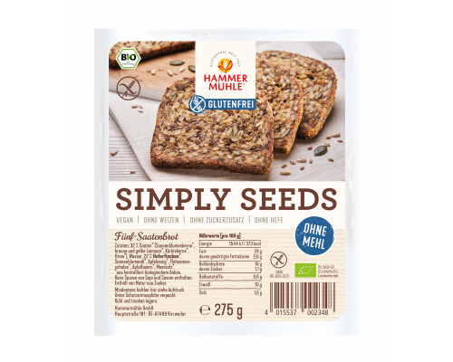 Pilngraudu-sēklu maize, tumšā, šķēles BIO 275g