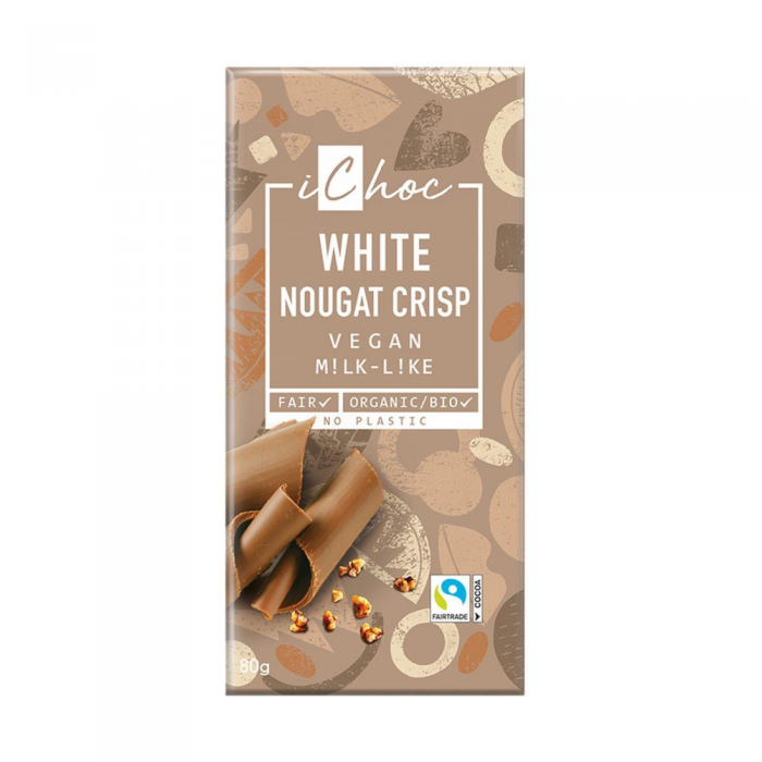 Rīsu piena baltā šokolāde "White Nougat Crisp" ICHOC, BIO, 80g