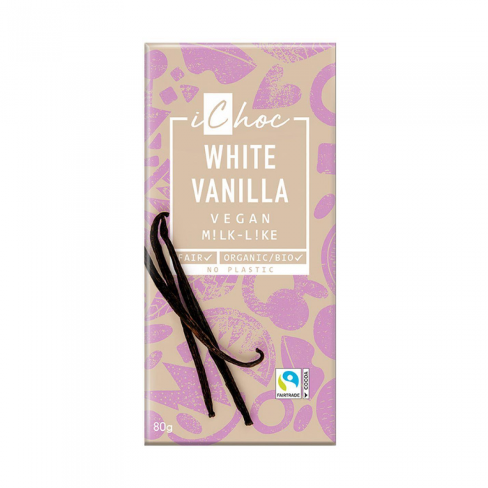 Rīsu piena baltā šokolāde "White Vanilla" ICHOC, BIO, 80g