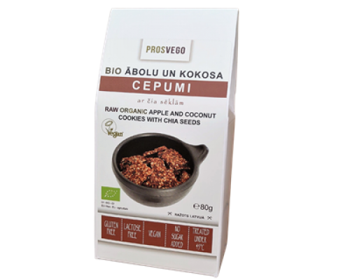 Ābolu un kokosa cepumi ar čia sēklām BIO 80g