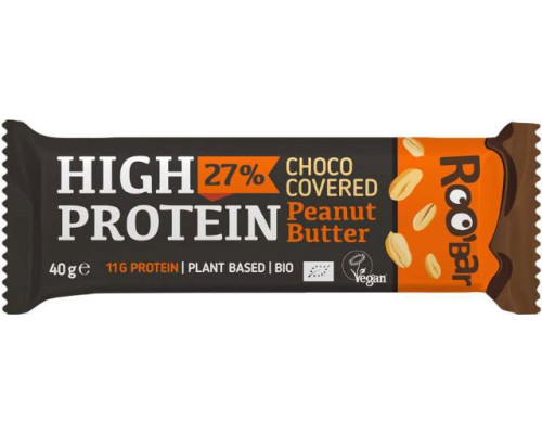 Zemesriekstu batoniņš pārklāts ar šokolādi, ar augu proteīnu BIO 40g