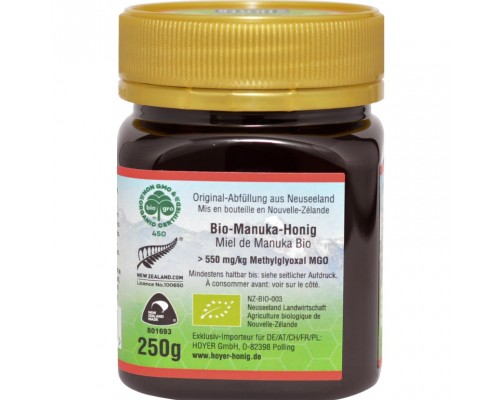 Manuka medus MGO 550+ (UMF 15+) BIO 250g