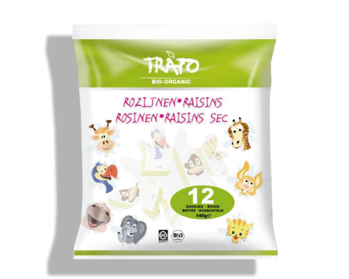 Rozīnes bērniem, iepakotas 12 kastītēs BIO 140g