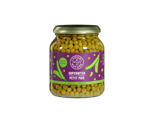 Zaļie zirnīši, konservēti, stikls BIO, YOUR ORGANIC NATURE 350 g