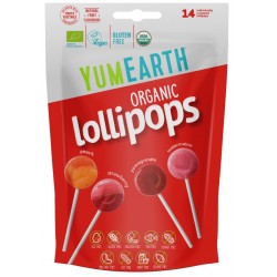Konfektes uz kociņa ar dažādu augļu garšu BIO YUMEARTH 87g (14 konfektes)