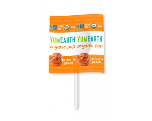 Konfekte uz kociņa ar persiku garšu BIO YUMEARTH 6.2g